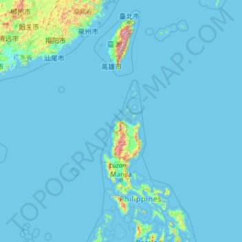 Topografische Karte Taiwan, Höhe, Relief