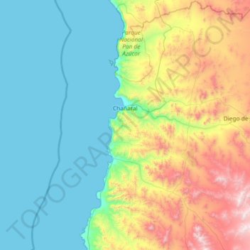 Topografische Karte Chañaral, Höhe, Relief