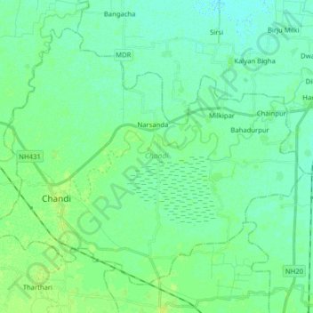 Topografische Karte Chandi, Höhe, Relief