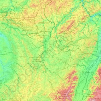 Topografische Karte La Moselle, Höhe, Relief