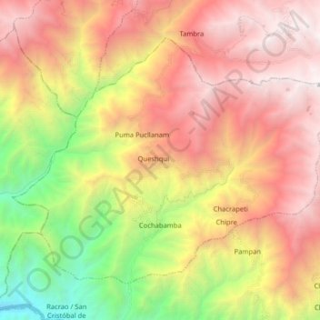 Topografische Karte Cochabamba, Höhe, Relief