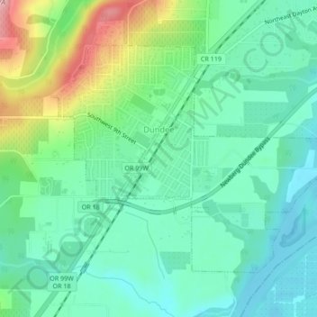 Topografische Karte Dundee, Höhe, Relief