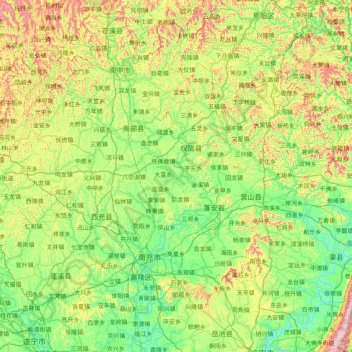 Topografische Karte 南充市, Höhe, Relief