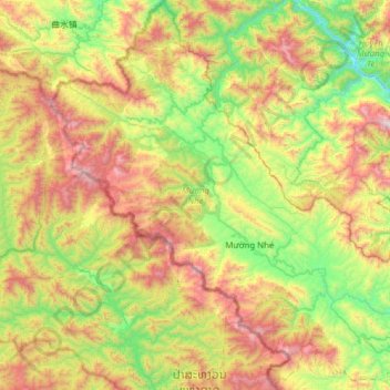 Topografische Karte Mường Nhé, Höhe, Relief