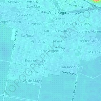Topografische Karte Puerto Argentino, Höhe, Relief