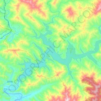 Topografische Karte Huichon-Stausee, Höhe, Relief