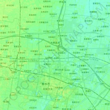 Topografische Karte 大麻森乡, Höhe, Relief
