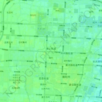 Topografische Karte 濮上街道, Höhe, Relief