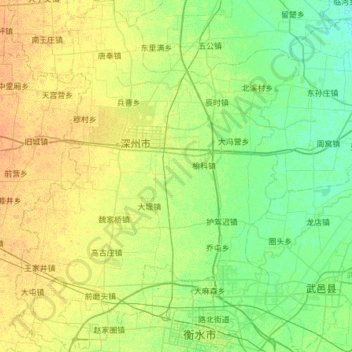 Topografische Karte 深州市, Höhe, Relief