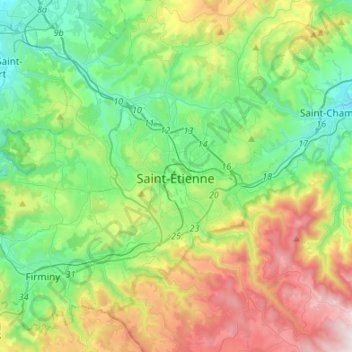 Topografische Karte Le Furan, Höhe, Relief