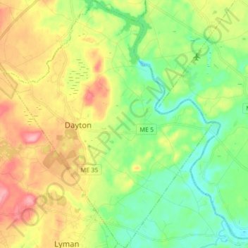 Topografische Karte Dayton, Höhe, Relief