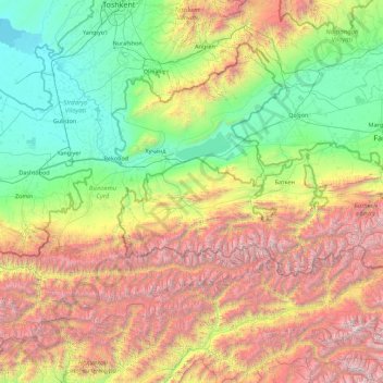 Topografische Karte Provinz Sughd, Höhe, Relief