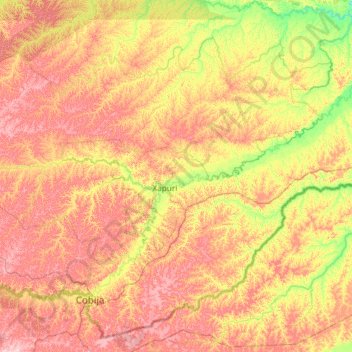 Topografische Karte Xapuri, Höhe, Relief