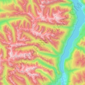 Topografische Karte Valhalla Provincial Park, Höhe, Relief