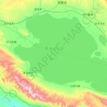 Topografische Karte Lac Qinghai, Höhe, Relief