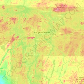 Topografische Karte Rouyn-Noranda, Höhe, Relief