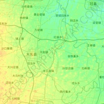 Topografische Karte 大名县, Höhe, Relief