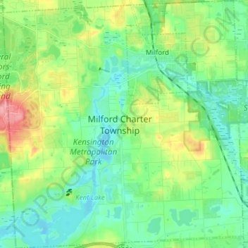 Topografische Karte Milford Township, Höhe, Relief
