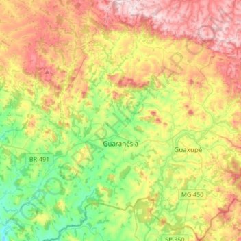 Topografische Karte Guaranésia, Höhe, Relief