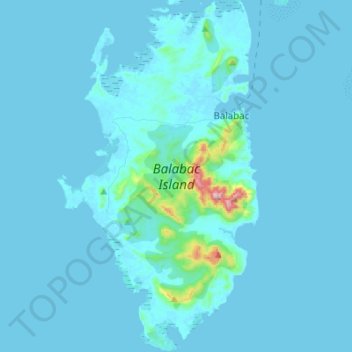Topografische Karte Balabac Island, Höhe, Relief