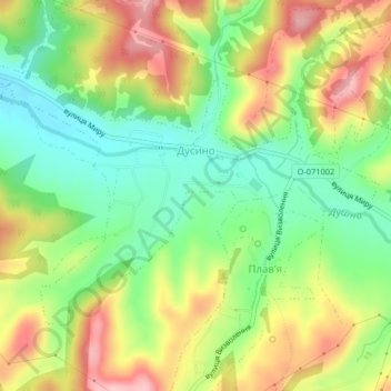 Topografische Karte Dusyno, Höhe, Relief