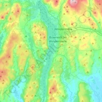 Topografische Karte Windermere, Höhe, Relief