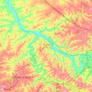 Topografische Karte Cheatham County, Höhe, Relief