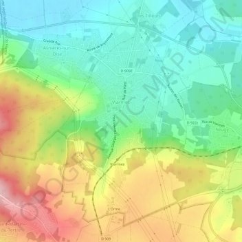 Topografische Karte Viarmes, Höhe, Relief