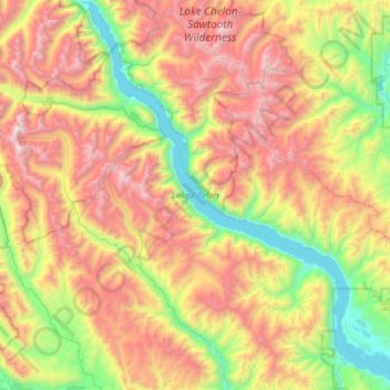 Topografische Karte Lake Chelan, Höhe, Relief