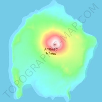 Topografische Karte Amukta Island, Höhe, Relief