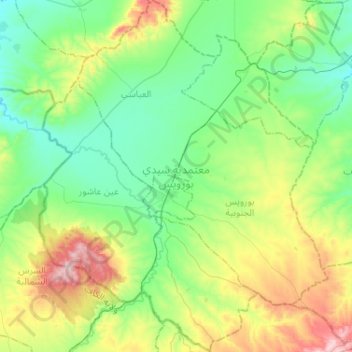 Topografische Karte Bourouis, Höhe, Relief