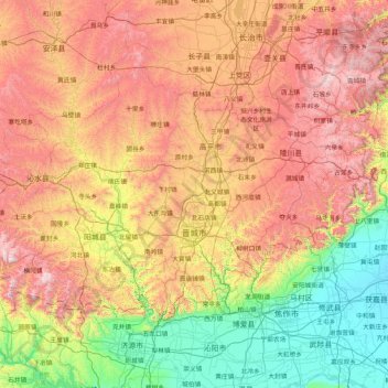 Topografische Karte Jincheng, Höhe, Relief