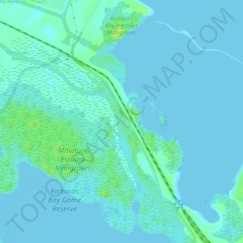 Topografische Karte Richard's Bay Harbour Mangroves, Höhe, Relief