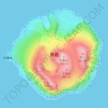 Topografische Karte 鳥島, Höhe, Relief