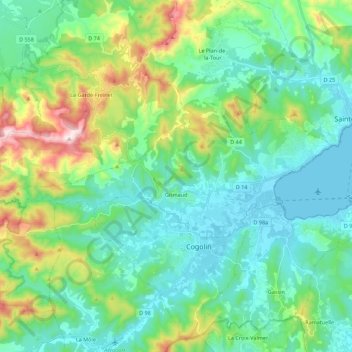 Topografische Karte Grimaud, Höhe, Relief