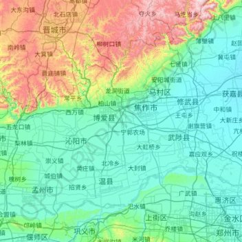 Topografische Karte 焦作市, Höhe, Relief