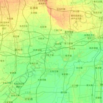 Topografische Karte 霸州市, Höhe, Relief