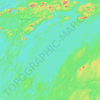 Topografische Karte Lac Chibougamau, Höhe, Relief