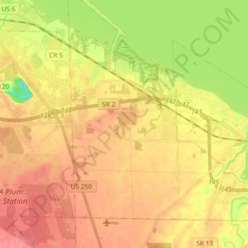 Topografische Karte Huron Township, Höhe, Relief