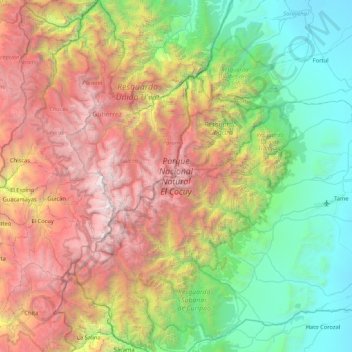 Topografische Karte Sierra Nevada del Cocuy, Höhe, Relief