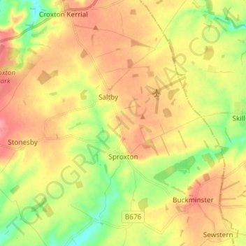 Topografische Karte Sproxton, Höhe, Relief