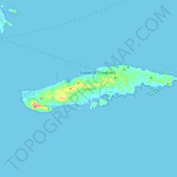 Topografische Karte Vieques, Höhe, Relief