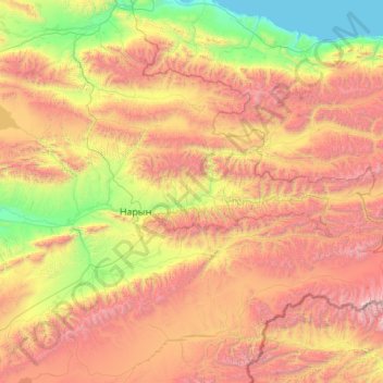 Topografische Karte Нарын району, Höhe, Relief