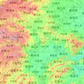 Topografische Karte Hubei, Höhe, Relief