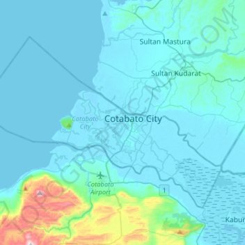 Topografische Karte Cotabato City, Höhe, Relief