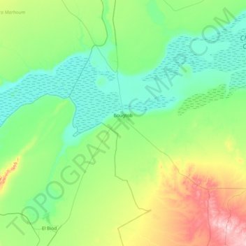 Topografische Karte Bougtob, Höhe, Relief