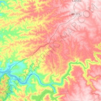Topografische Karte Foz do Jordão, Höhe, Relief
