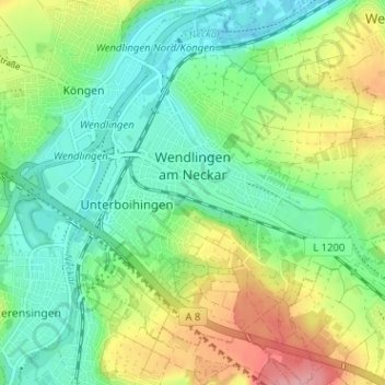 Topografische Karte Wendlingen, Höhe, Relief