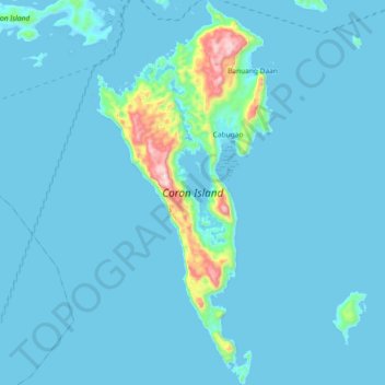 Topografische Karte Coron Island, Höhe, Relief