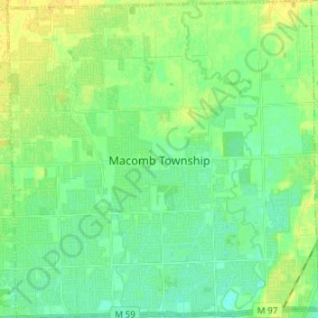 Topografische Karte Macomb Township, Höhe, Relief